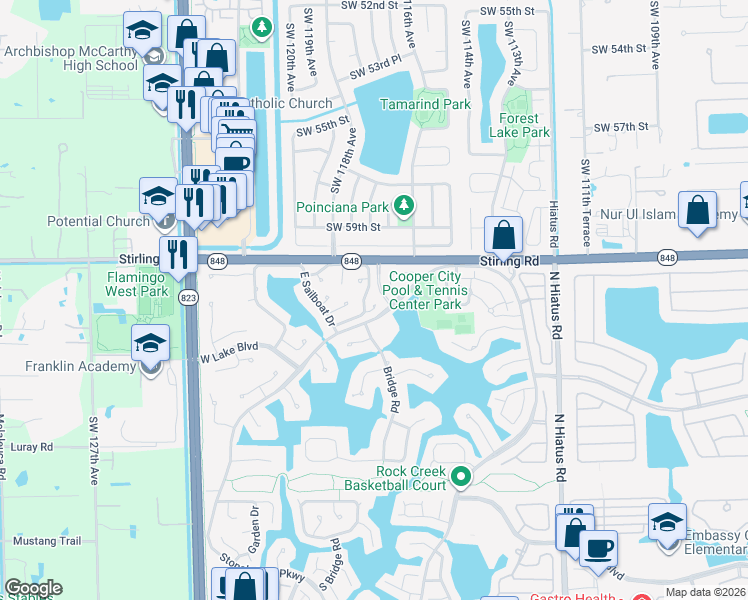 map of restaurants, bars, coffee shops, grocery stores, and more near 70 Dogwood Way in Hollywood
