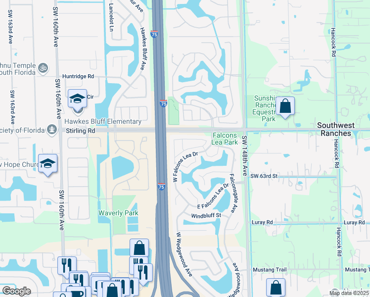 map of restaurants, bars, coffee shops, grocery stores, and more near 6060 Swinden Lane in Davie