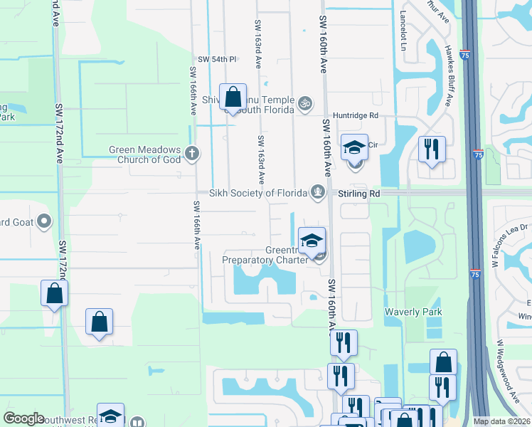 map of restaurants, bars, coffee shops, grocery stores, and more near 6061 Superior Boulevard in Davie