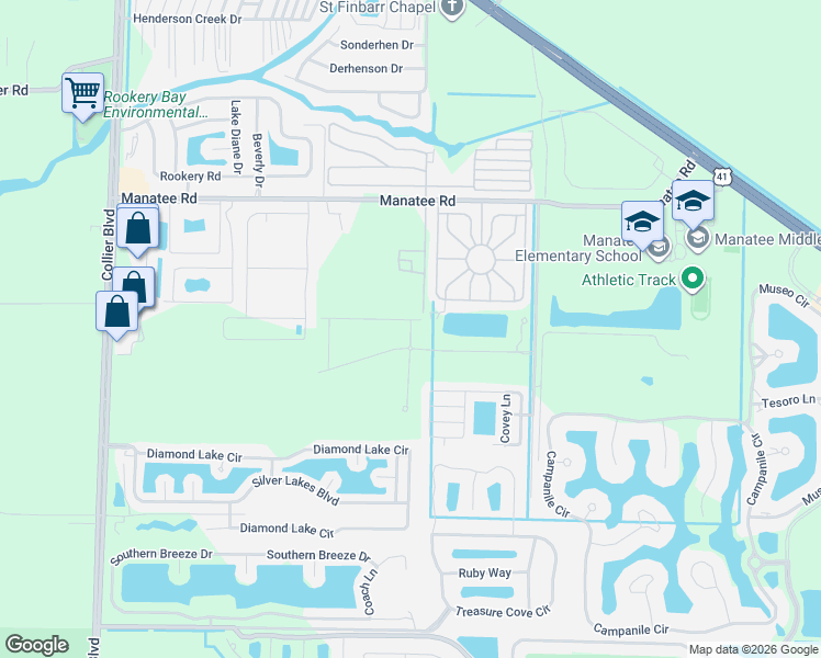 map of restaurants, bars, coffee shops, grocery stores, and more near 25 Queen Palm Drive in Naples