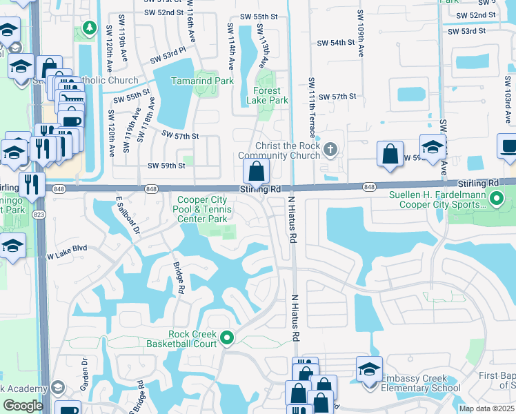 map of restaurants, bars, coffee shops, grocery stores, and more near 4137 Wimbledon Drive in Hollywood