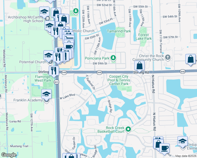 map of restaurants, bars, coffee shops, grocery stores, and more near 43 Birch Drive in Hollywood