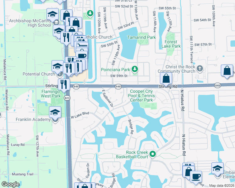 map of restaurants, bars, coffee shops, grocery stores, and more near 43 Birch Drive in Hollywood