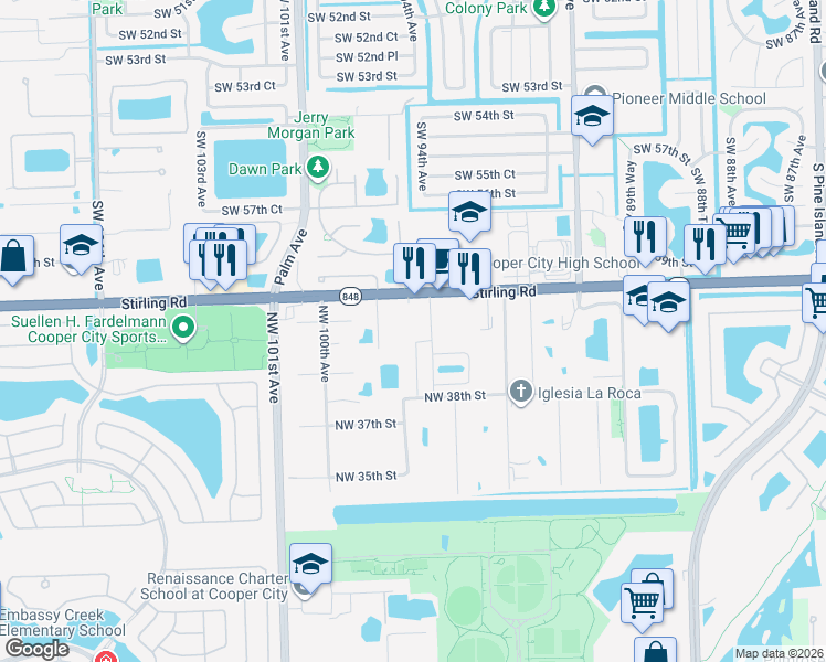 map of restaurants, bars, coffee shops, grocery stores, and more near 3911 Old NW 97th Avenue in Hollywood