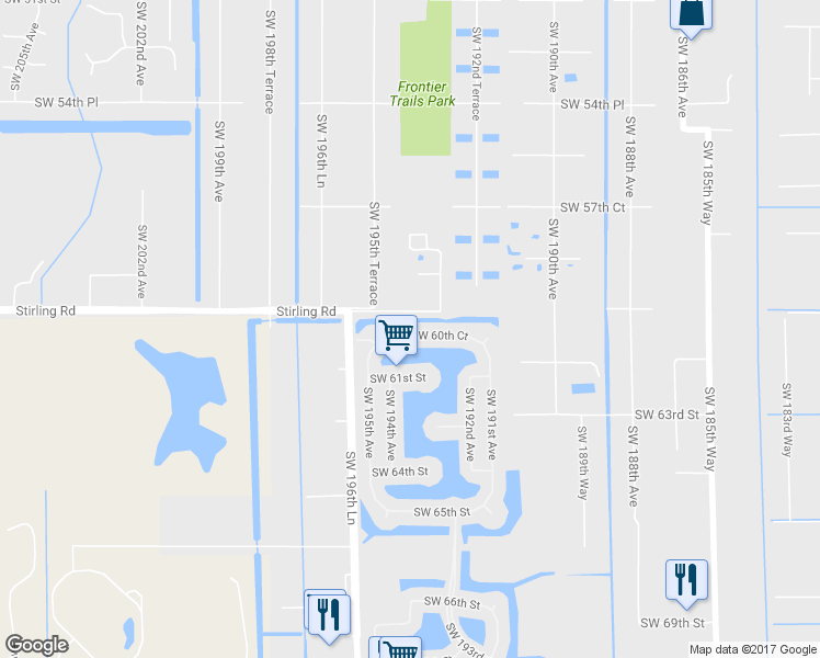 map of restaurants, bars, coffee shops, grocery stores, and more near 19353 SW 60th Ct in Pembroke Pines