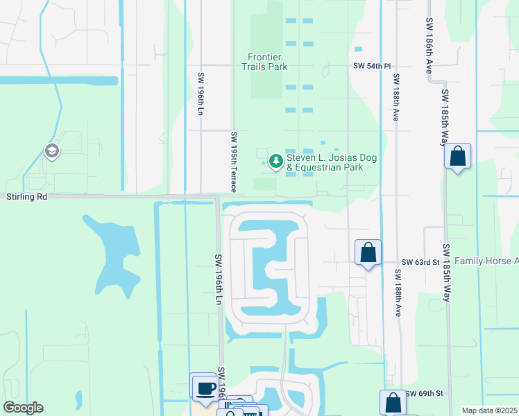 map of restaurants, bars, coffee shops, grocery stores, and more near 19343 Southwest 60th Court in Southwest Ranches