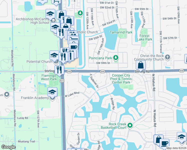 map of restaurants, bars, coffee shops, grocery stores, and more near 7 Fir Way in Hollywood