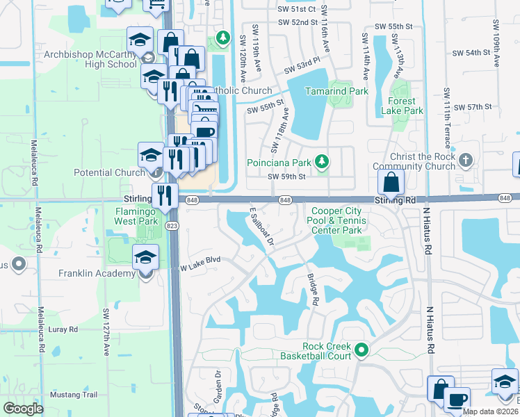 map of restaurants, bars, coffee shops, grocery stores, and more near 7 Fir Way in Hollywood