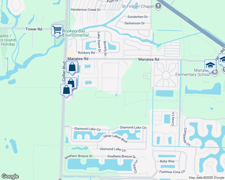 map of restaurants, bars, coffee shops, grocery stores, and more near 1216 Manatee Road in Naples