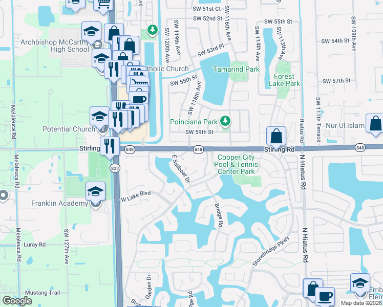 map of restaurants, bars, coffee shops, grocery stores, and more near 49 Forest Circle in Hollywood