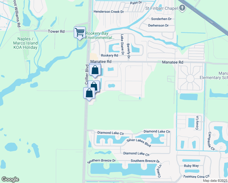 map of restaurants, bars, coffee shops, grocery stores, and more near 2102 Rookery Bay Drive in Naples