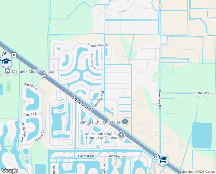 map of restaurants, bars, coffee shops, grocery stores, and more near 230 Grassy Key Lane in Naples