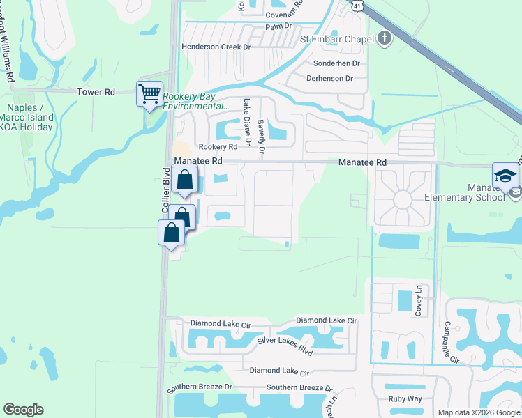 map of restaurants, bars, coffee shops, grocery stores, and more near 1216 Manatee Road in Naples