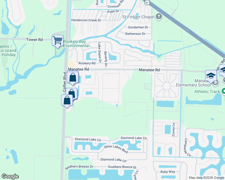 map of restaurants, bars, coffee shops, grocery stores, and more near 1216 Manatee Rd in Naples