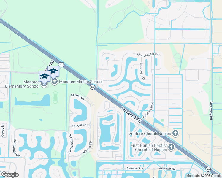 map of restaurants, bars, coffee shops, grocery stores, and more near 14056 Mirror Court in Naples