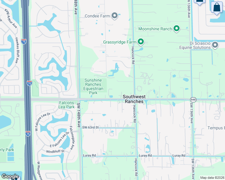 map of restaurants, bars, coffee shops, grocery stores, and more near 145 The Common in Southwest Ranches
