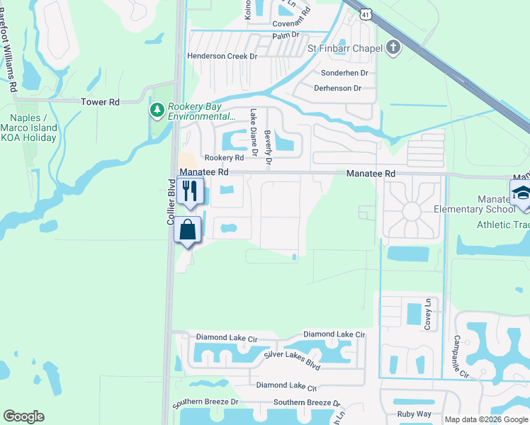 map of restaurants, bars, coffee shops, grocery stores, and more near 1914-2030 Rookery Bay Dr in Naples
