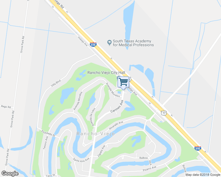 map of restaurants, bars, coffee shops, grocery stores, and more near 215 Avenida Morelos in Rancho Viejo