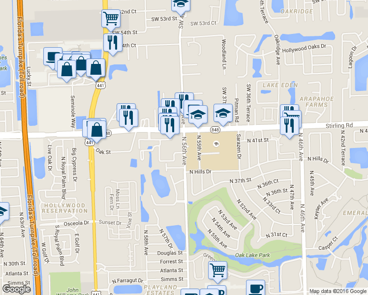 map of restaurants, bars, coffee shops, grocery stores, and more near in Hollywood