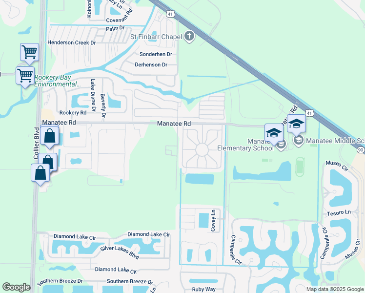 map of restaurants, bars, coffee shops, grocery stores, and more near 108 Queen Palm Drive in Naples