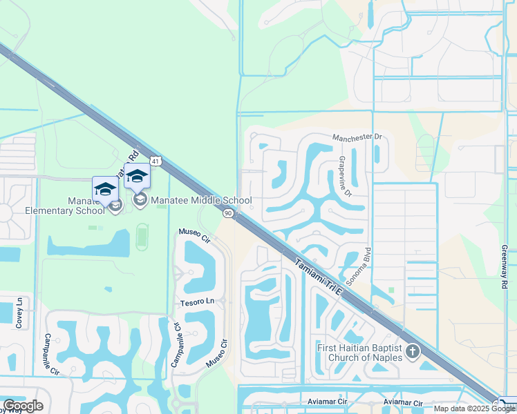 map of restaurants, bars, coffee shops, grocery stores, and more near 14190 Fall Creek Court in Naples