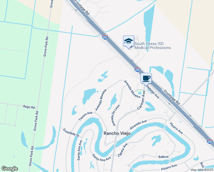 map of restaurants, bars, coffee shops, grocery stores, and more near 613 Avenida Morelos in Rancho Viejo