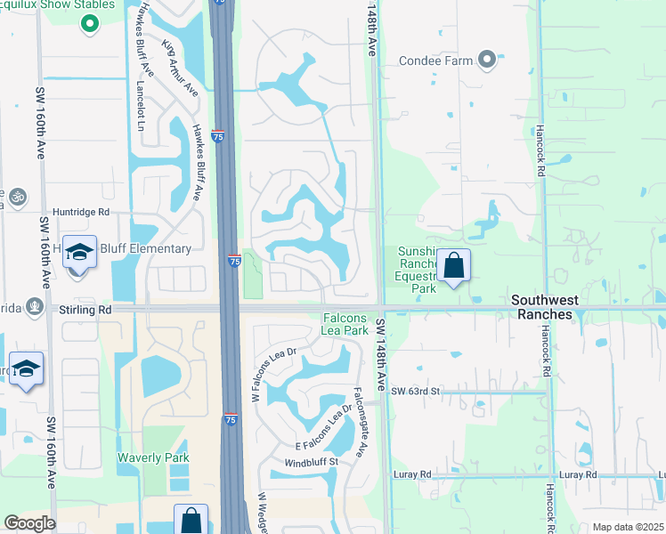 map of restaurants, bars, coffee shops, grocery stores, and more near 15001 Brighton Lane in Davie