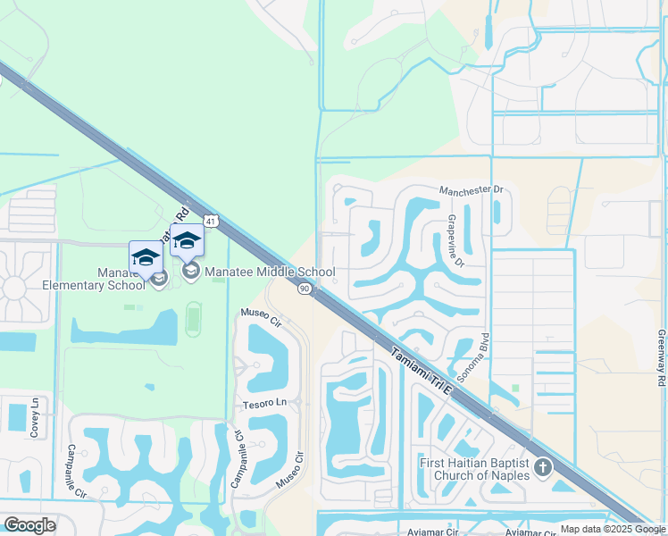 map of restaurants, bars, coffee shops, grocery stores, and more near 14179 Fall Creek Court in Naples