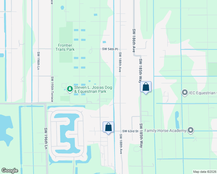 map of restaurants, bars, coffee shops, grocery stores, and more near 18901 Southwest 59th Street in Southwest Ranches