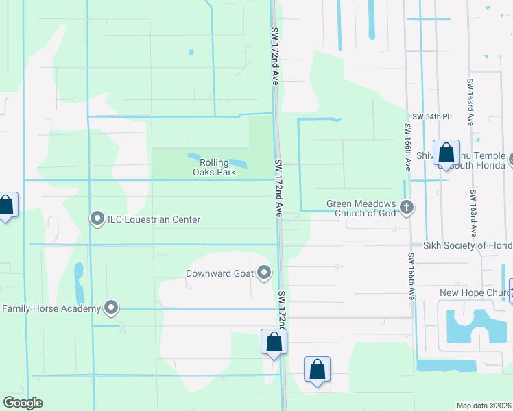 map of restaurants, bars, coffee shops, grocery stores, and more near 17201 Southwest 59th Court in Southwest Ranches