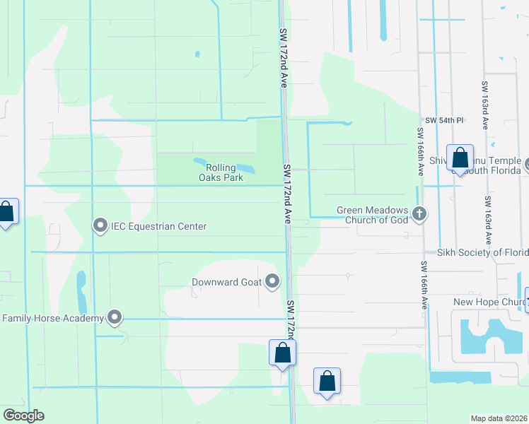 map of restaurants, bars, coffee shops, grocery stores, and more near 17330 Southwest 58th Street in Southwest Ranches