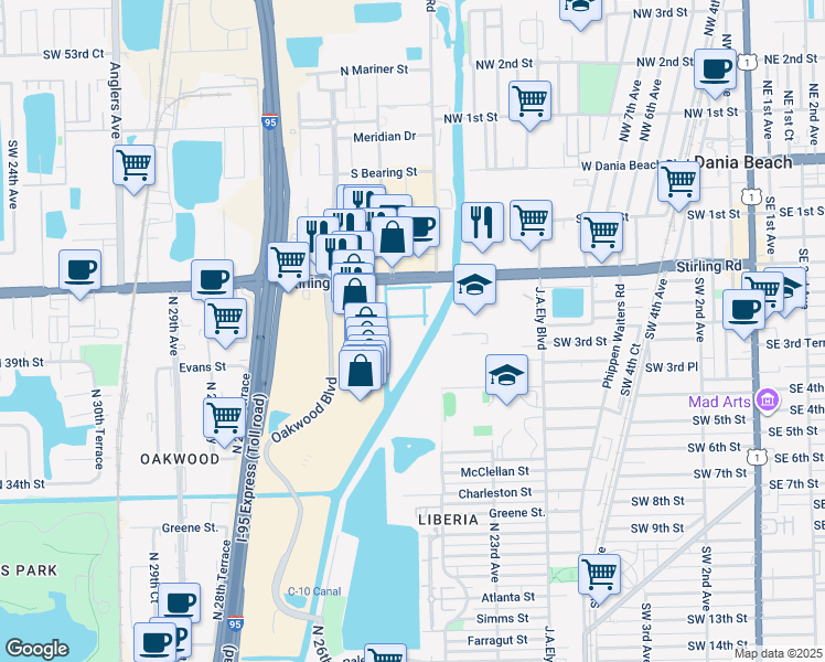 map of restaurants, bars, coffee shops, grocery stores, and more near 3921 Oakwood Boulevard in Hollywood
