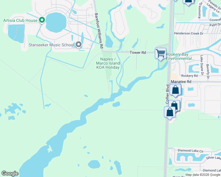 map of restaurants, bars, coffee shops, grocery stores, and more near 1700 Barefoot Williams Road in Naples