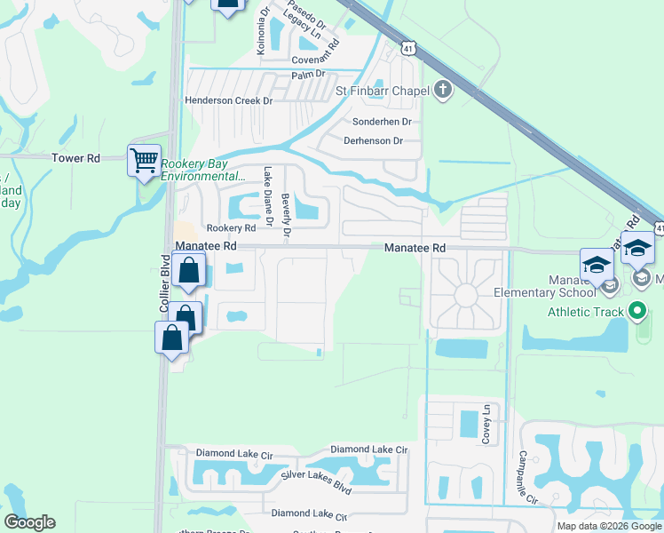 map of restaurants, bars, coffee shops, grocery stores, and more near 950-976 Manatee Road in Naples