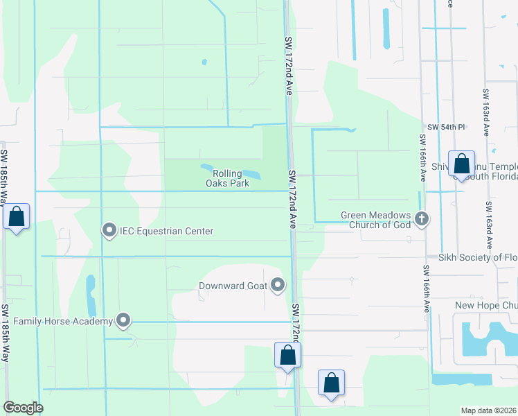 map of restaurants, bars, coffee shops, grocery stores, and more near 17351 Southwest 58th Street in Southwest Ranches