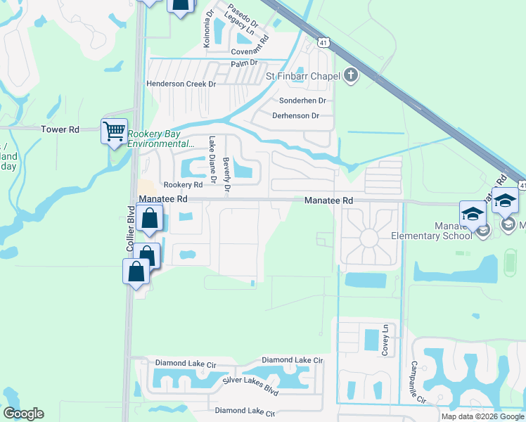 map of restaurants, bars, coffee shops, grocery stores, and more near 1229 Manatee Road in Naples