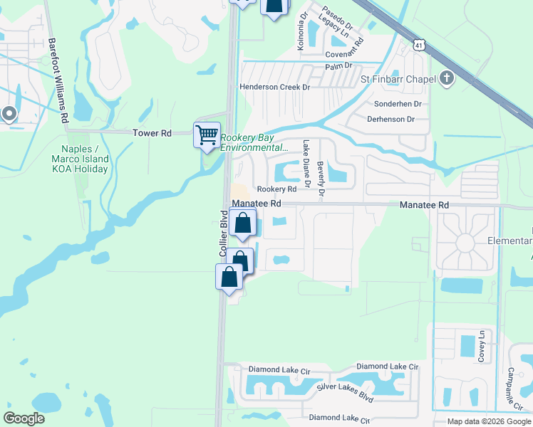 map of restaurants, bars, coffee shops, grocery stores, and more near 863 Manatee Road in Naples