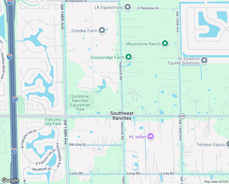 map of restaurants, bars, coffee shops, grocery stores, and more near 5711 Hancock Road in Southwest Ranches