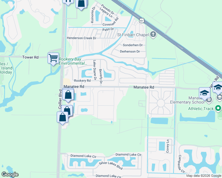 map of restaurants, bars, coffee shops, grocery stores, and more near 911 Manatee Road in Naples