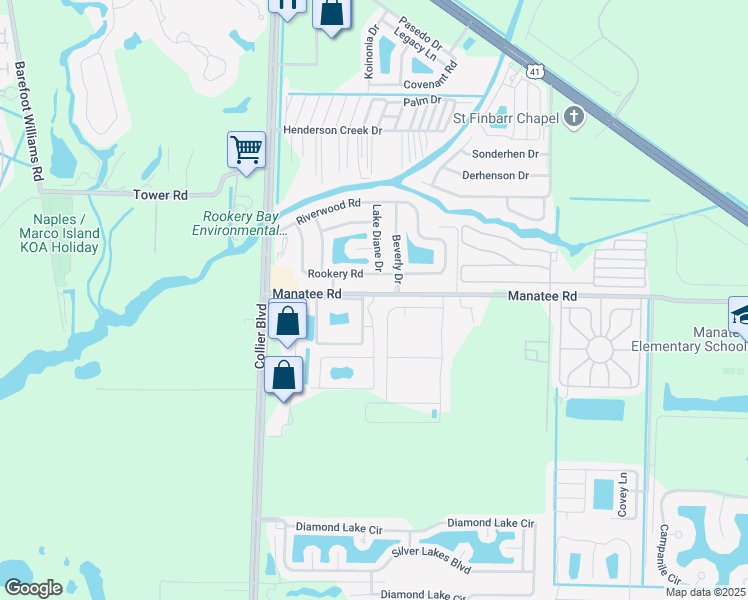 map of restaurants, bars, coffee shops, grocery stores, and more near 1914 Rookery Bay Drive in Naples