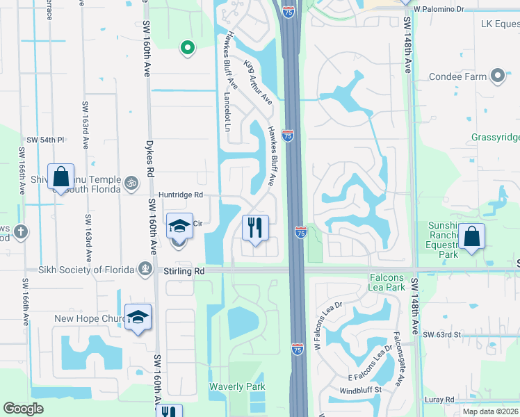 map of restaurants, bars, coffee shops, grocery stores, and more near 5740 Hawkes Bluff Avenue in Davie