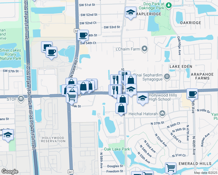 map of restaurants, bars, coffee shops, grocery stores, and more near 4137 Stirling Road in Fort Lauderdale