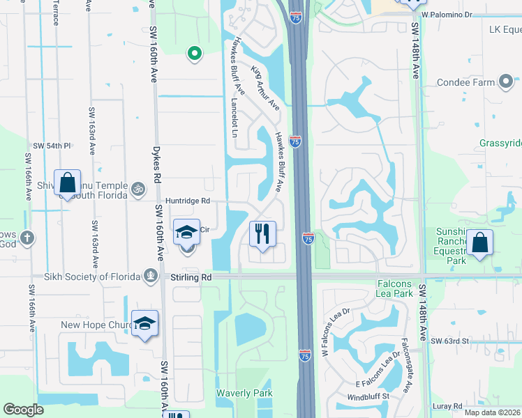 map of restaurants, bars, coffee shops, grocery stores, and more near 5740 Hawkes Bluff Avenue in Davie