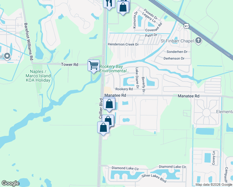 map of restaurants, bars, coffee shops, grocery stores, and more near 863 Manatee Road in Naples