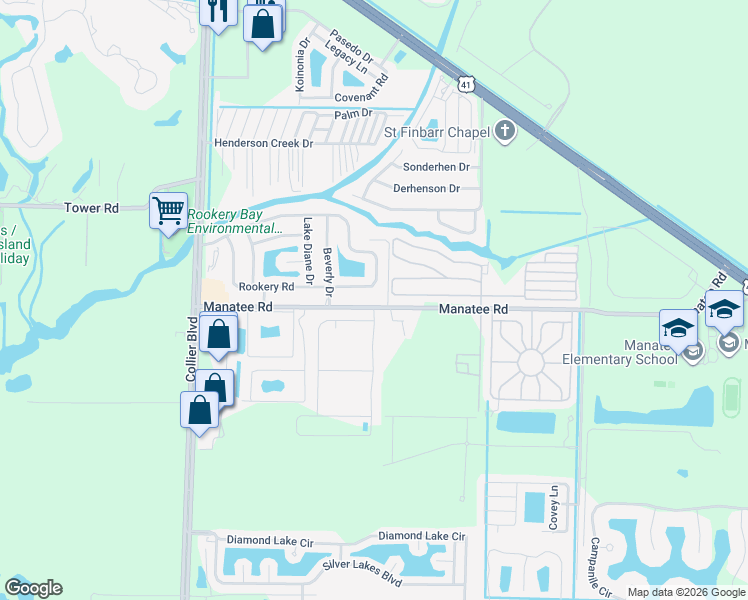 map of restaurants, bars, coffee shops, grocery stores, and more near 911 Manatee Road in Naples