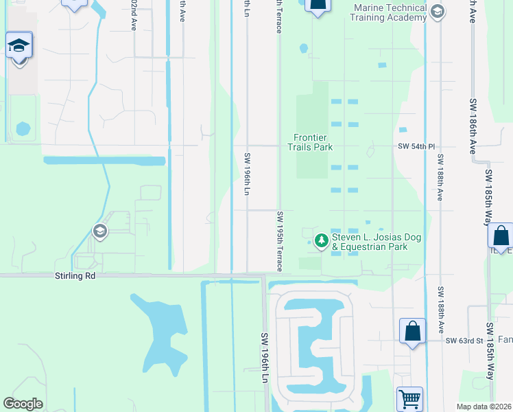 map of restaurants, bars, coffee shops, grocery stores, and more near 5710 Southwest 196th Lane in Southwest Ranches
