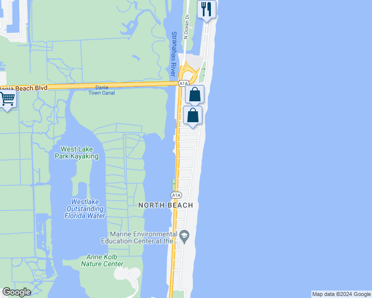 map of restaurants, bars, coffee shops, grocery stores, and more near 347 Franklin Street in Hollywood