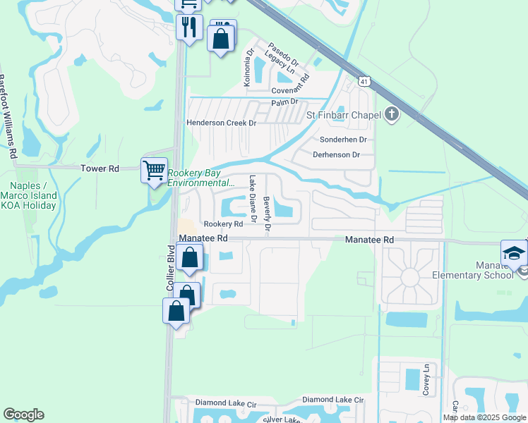 map of restaurants, bars, coffee shops, grocery stores, and more near 1771 Beverly Drive in Naples