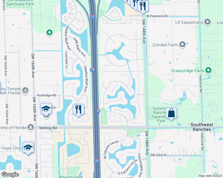 map of restaurants, bars, coffee shops, grocery stores, and more near 5641 Thornbluff Avenue in Davie