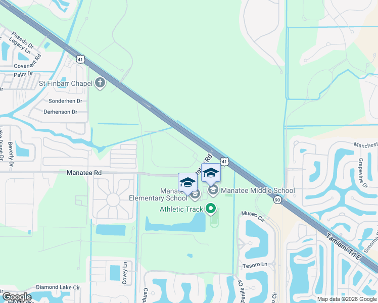 map of restaurants, bars, coffee shops, grocery stores, and more near Tamiami Trail East in Naples